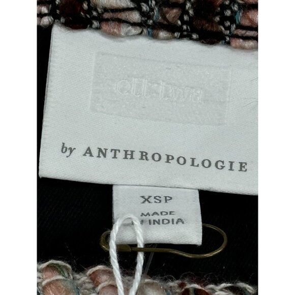 Ett Twa Anthropologie Petites XSP Fringe Hem Plaid Jacket Boho Tweed - Picture 3 of 11